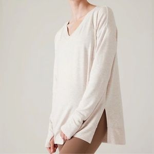 Athleta Cream V-Neck Sweater
